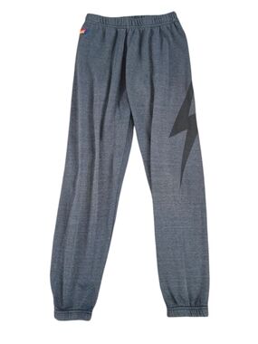 Aviator Nation Charcoal Gray With Black  Lightning Bolt Sweatpant Jogger Size XS